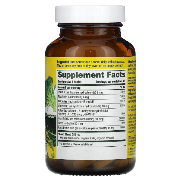 Вітамін В (комплекс), Balanced B Complex, MegaFood, збалансований, 60 таблеток