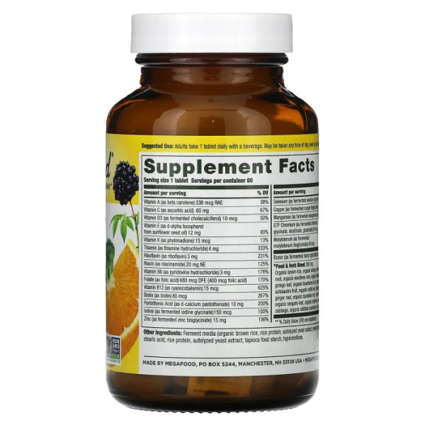 Вітаміни для чоловіків без заліза, Men Over 40 One Daily, MegaFood, 40+, 1 в день, 60 таблеток