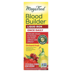 Жидкое железо Blood Builder (1 раз в день), MegaFood Blood Builder Liquid Iron, фруктовый сад, 230 мл