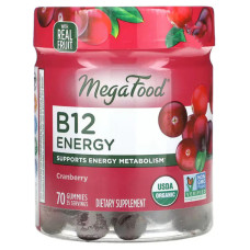 Вітамін B12 жувальні смак журавлини, MegaFood B12 Energy, 70 жувальних цукерок