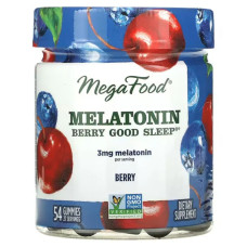 Мелатонін 1.5 мг, жувальні, смак ягід, MegaFood Melatonin Berry Good Sleep, 54 жувальні цукерки