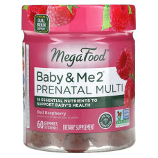 Мультивітаміни для вагітних, смак червона малина, Baby & Me 2 MegaFood, 60 жувальних цукерок