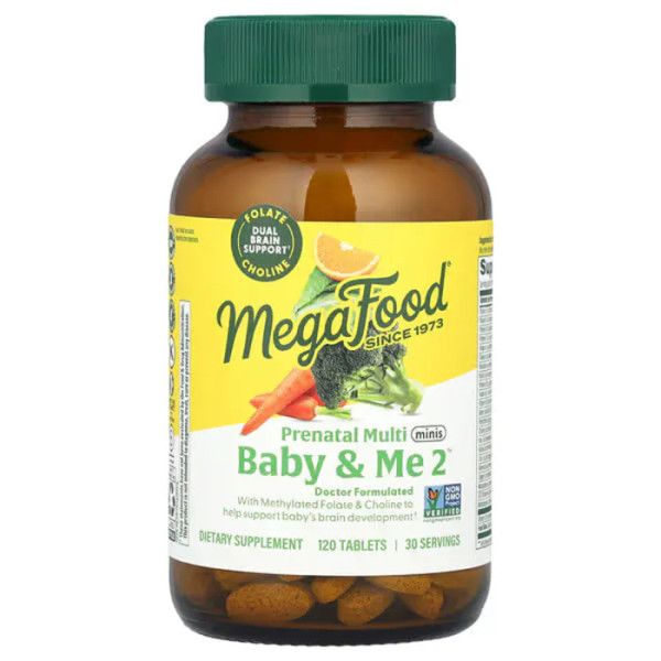 Мультивітаміни для вагітних жінок, Prenatal Multi Minis, MegaFood, Baby & Me 2, міні, 120 таблеток