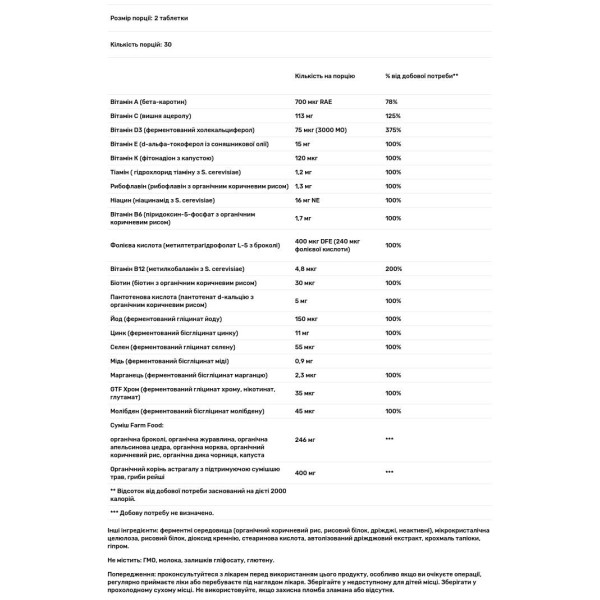Мультивітаміни для імунітету, Multivitamin, MegaFood, 60 таблеток