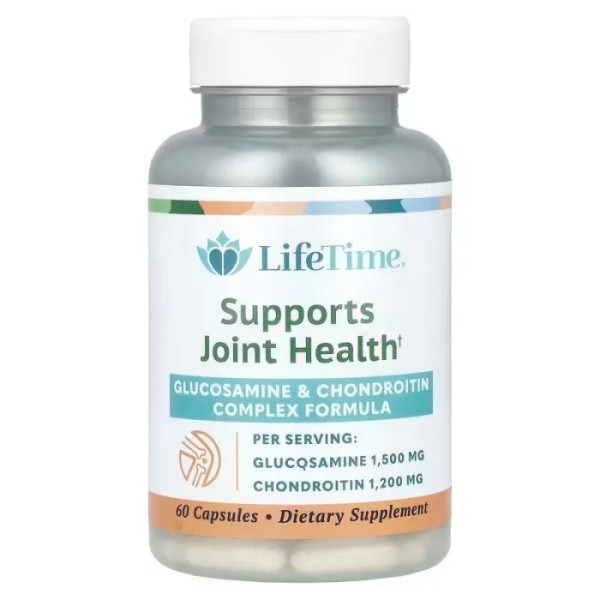 Глюкозамін хондроїтин, Glucosamine & Chondroitin, LifeTime Vitamins, 60 кап.