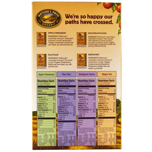 Овсяная каша ассорти, Hot Oatmeal, Nature's Path, органик, быстрого приготовления, 8 пакетиков по 50 г