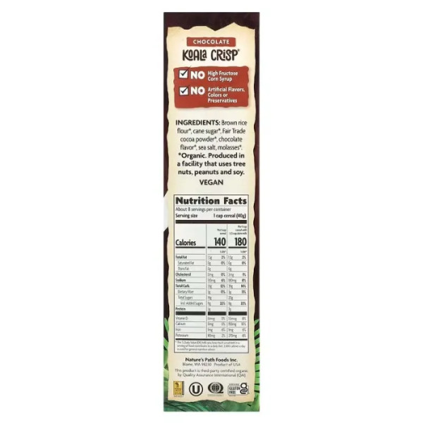 Зернові снеки з шоколадом, Crisp Cereal, Nature's Path, органік, 325 г