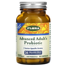 Пробіотики, Adult's Probiotic Flora, для дорослих, покращений, 34 млрд клітин, 30 капсул