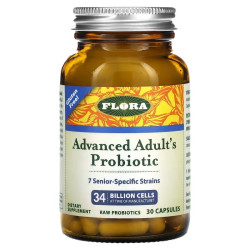 Пробиотики, Adult's Probiotic Flora, для взрослых, улучшенный, 34 млрд клеток, 30 капсул