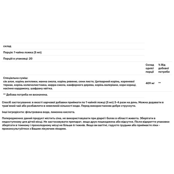 Водний екстракт шведських трав, Swedish Bitters, Flora, гірка настоянка, без алкоголю, 100 мл