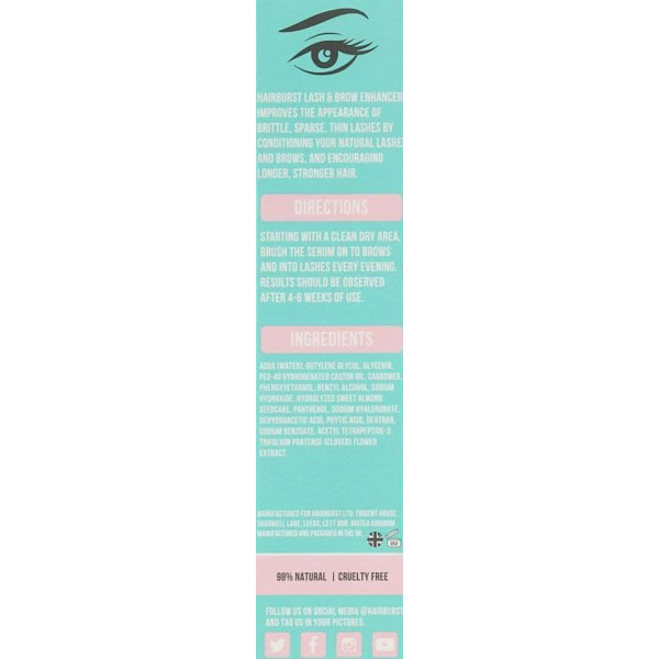 Сироватка для росту вій та брів, Lash & Brow Enhancing Serum, Hairburst, 9 мл