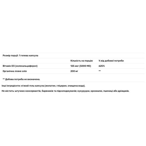Вітамін D3, Vitamin D3, Natural Factors, 125 мкг (5000 МО), 120 гелевих капсул
