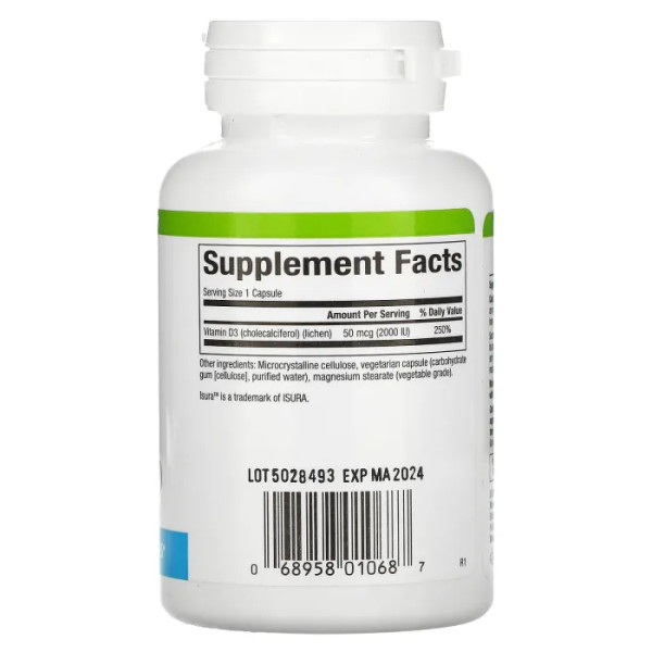 Вітамін D3 для веганів, Vegan Vitamin D3, Natural Factors, 50 мкг (2000 МО), 90 вегетаріанських капсул