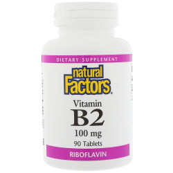 Витамин В2 (рибофлавин), Natural Factors Vitamin B2 Riboflavin, 100 мг, 90 таблеток