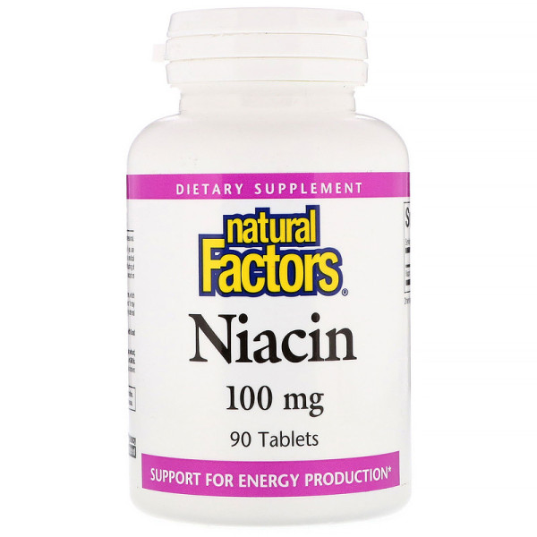 Вітамін В3 (ніацин), Niacin, Natural Factors, 100 мг, 90 таблеток