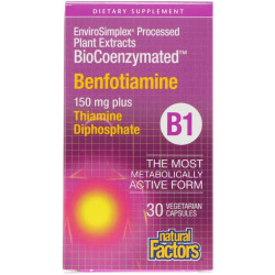 Бенфотиамин 150 мг, Benfotiamine Natural Factors, 30 капсул