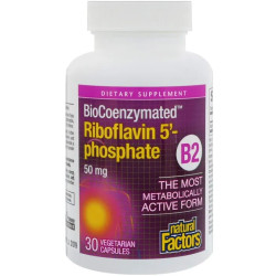 Вітамін B2, рибофлавін 5 фосфат 50 мг, Natural Factors BioCoenzymated Riboflavin 5' Phosphate, 30 капсул