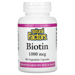 Биотин 1000 мкг, Natural Factors Biotin, 90 вегетарианских капсул