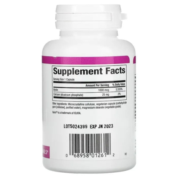 Біотин, Biotin, Natural Factors, 1000 мкг, 90 вегетаріанських капсул