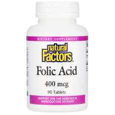 Фолієва кислота 400 мкг, Natural Factors Folic Acid, 90 таблеток