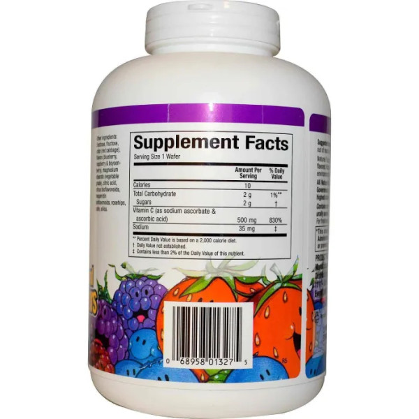 Вітамін С жувальний, Vitamin C, Natural Factors, чорниця, малина, 500 мг, 180 цукерок