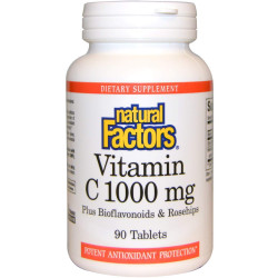 Витамин С 1000 мг, Natural Factors Vitamin C, с биофлавоноидами и шипшиной, 90 таблеток