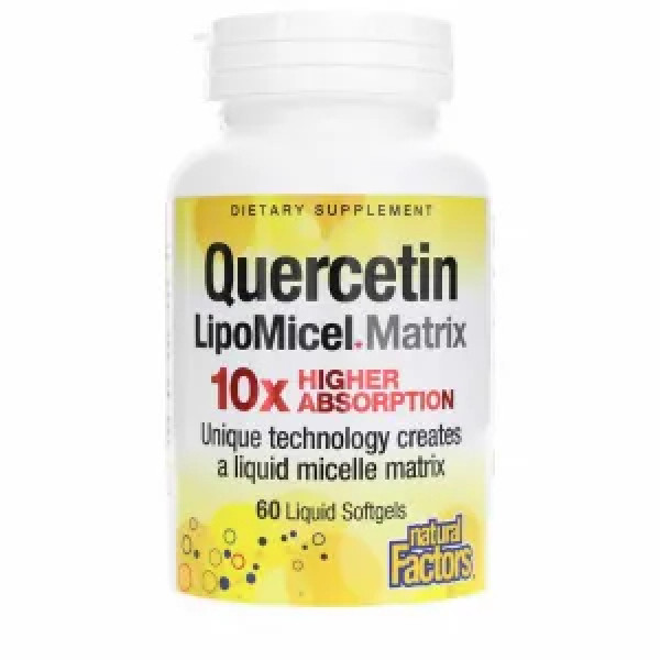 Кверцетин, Quercetin LipoMicel Matrix, Natural Factors, 60 гелевих капсул