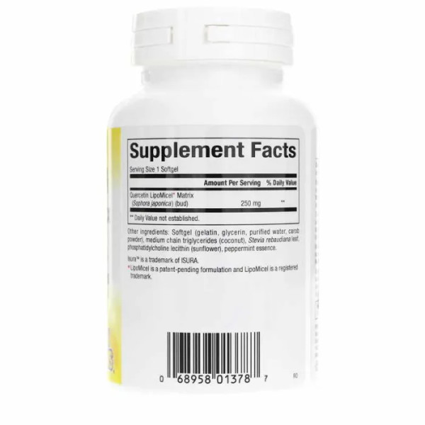 Кверцетин, Quercetin LipoMicel Matrix, Natural Factors, 60 гелевих капсул