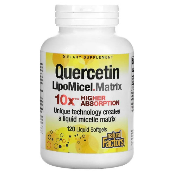 Кверцетин, Quercetin LipoMicel Matrix, Natural Factors, 120 рідких гелевих капсул
