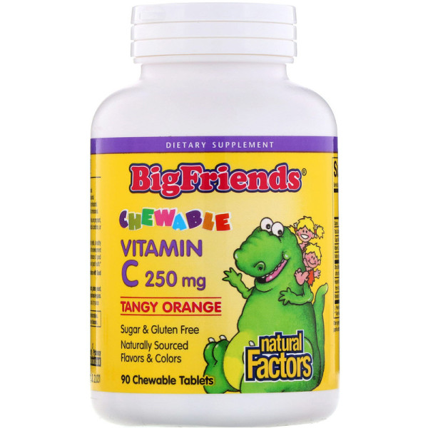 Вітамін С для дітей (апельсин), Chewable Vitamin C, Natural Factors, 250 мг, 90 цукерок