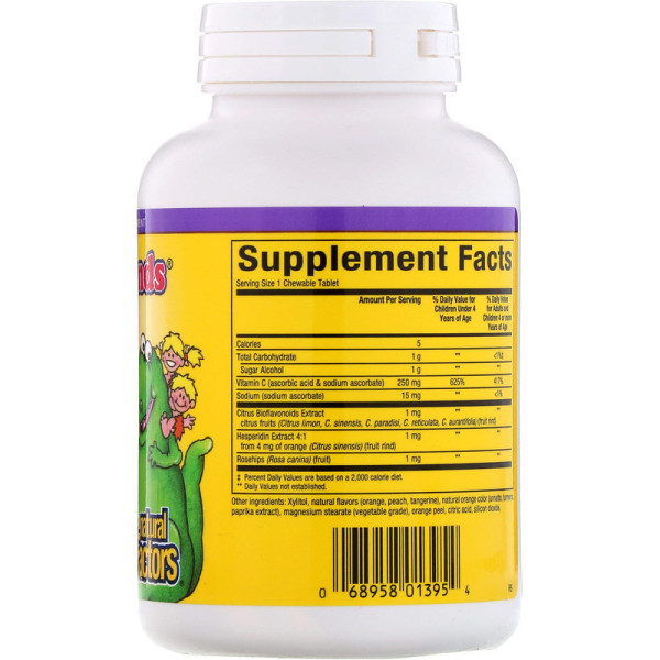 Вітамін С для дітей (апельсин), Chewable Vitamin C, Natural Factors, 250 мг, 90 цукерок