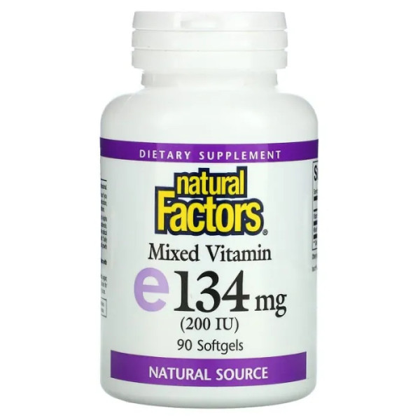 Вітамін Е, Vitamin E, Natural Factors, 200 МО, 90 капсул