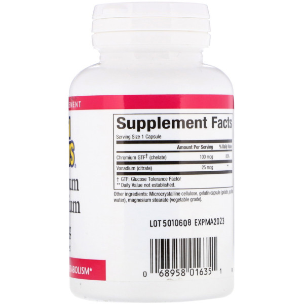 Хром і ванадій, Chromium & Vanadium, Natural Factors, 125 мкг, 90 капсул