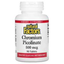 Хром пиколинат 500 мкг, Natural Factors Chromium Picolinate, 90 таблеток