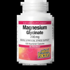 Магній гліцинат 200 мг, Magnesium Glycinate Natural Factors, 120 вегетаріанських капсул