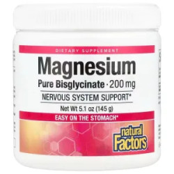 Магний бисглицинат 200 мг, чистый, Magnesium Bisglycinate Natural Factors, 145 г