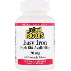 Железо 20 мг, Easy Iron Natural Factors, вкус фруктовый, 60 таблеток