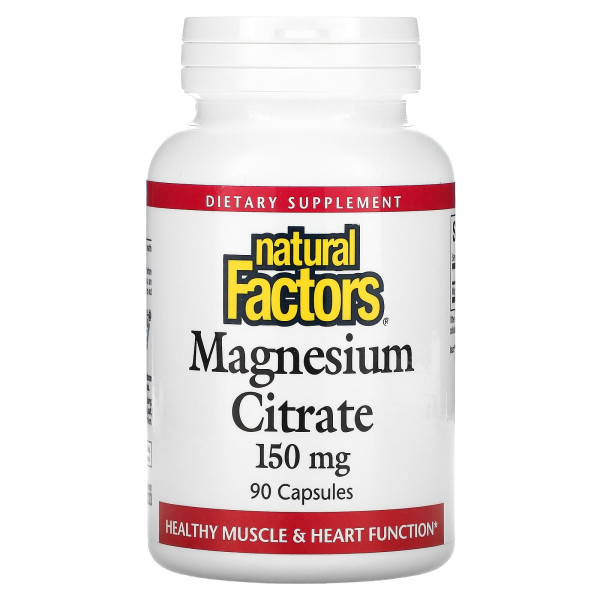 Цитрат магнію, Magnesium Citrate, Natural Factors, 150 мг, 90 капсул
