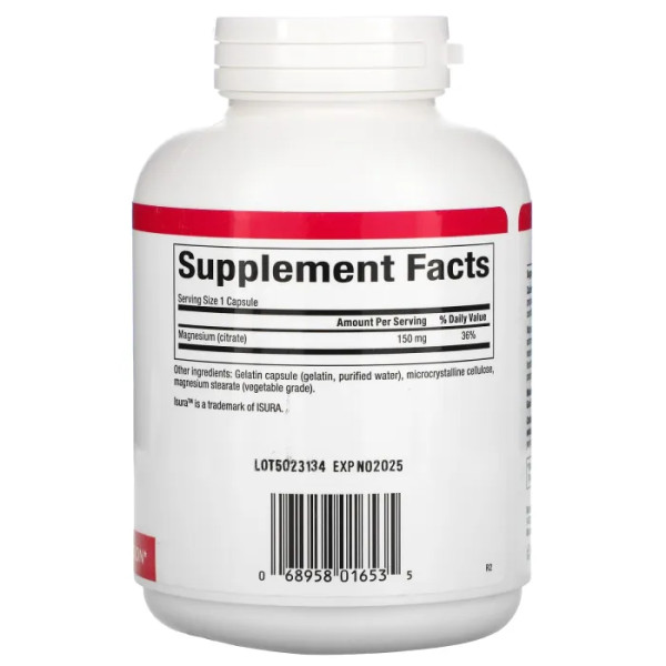 Цитрат магнію, Magnesium Citrate, Natural Factors, 150 мг, 180 капсул