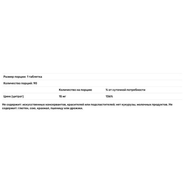 Цитрат цинку, Zinc Citrate, Natural Factors, 15 мг, 90 таблеток