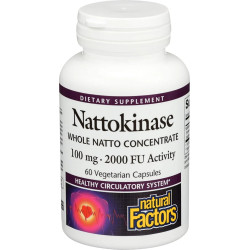 Наттокіназа 100 мг, Natural Factors Nattokinase, 60 вегетаріанських капсул