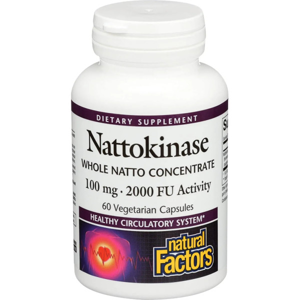 Наттокіназа, Nattokinase, Natural Factors, 100 мг, 60 вегетаріанських капсул