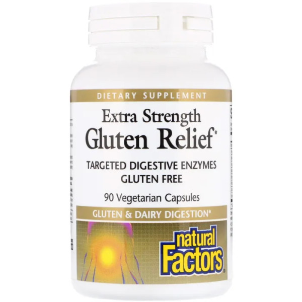 Ферменты клейковины, Extra Strength Gluten Relief, Natural Factors, 90 капсул