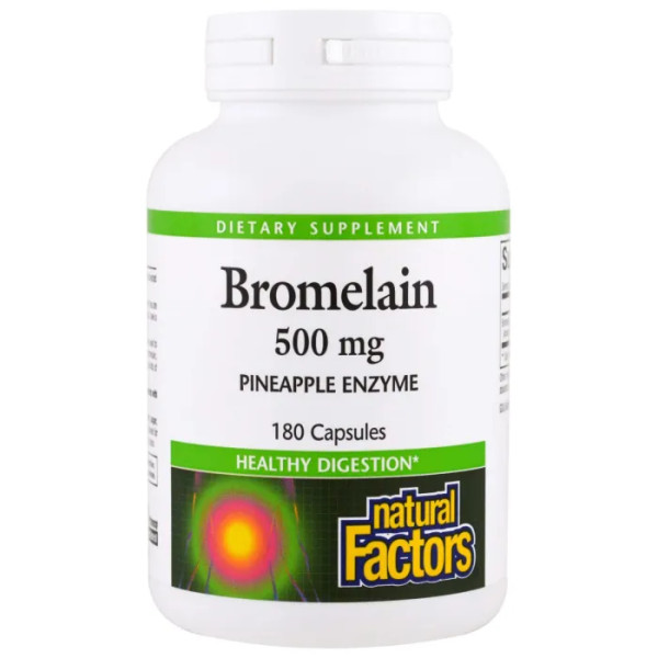 Бромелайн, Bromelain, Natural Factors, 500 мг, 180 капсул