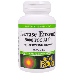 Лактаза 9000 од, Natural Factors Lactase Enzyme, 60 капсул