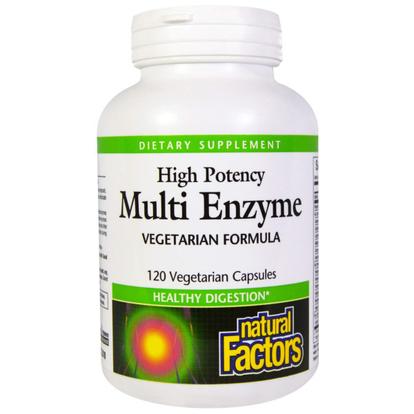 Мульти Ензими, Multi Enzyme High Potency, Natural Factors, 120 капсул