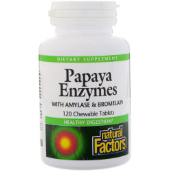 Ферменти для травлення, Natural Factors Papaya Enzymes, 120 таблеток