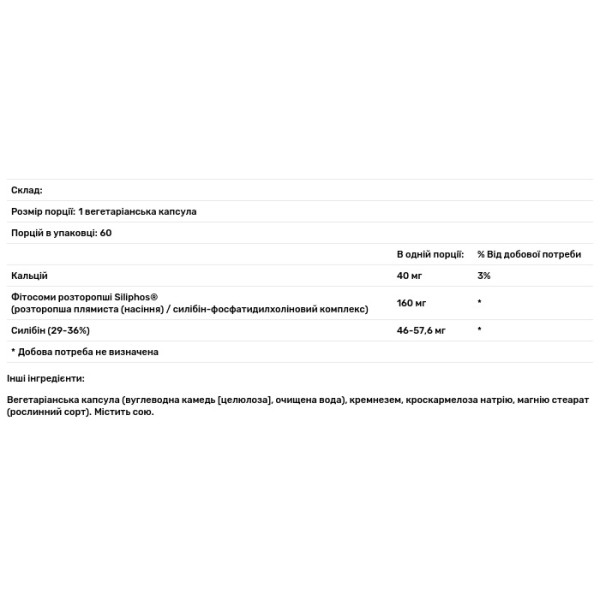 Фітосоми силіфосу з розторопшою преміальної якості, Siliphos Phytosome, Natural Factors, 160 мг, 60 вегетаріанських капсул