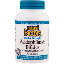 Ацидофілус та біфідус 10 млрд, Natural Factors Acidophilus & Bifidus, 90 капсул