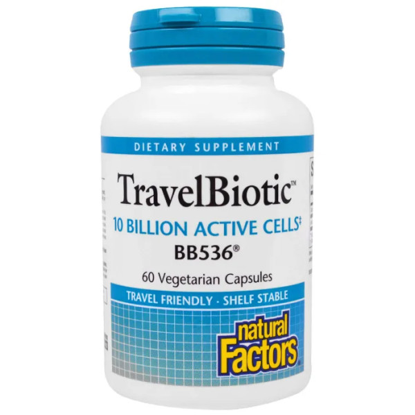 Пробіотик BB536, TravelBiotic, Natural Factors, 10 млрд, 60 капсул